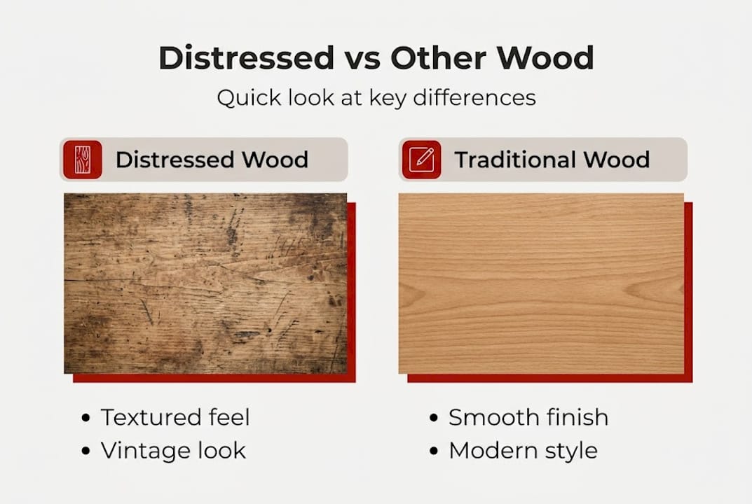 Infographic comparing distressed and traditional wood