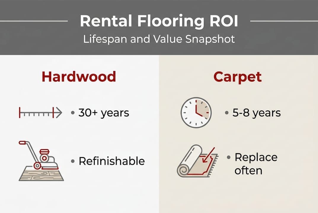 Infographic comparing hardwood and carpet ROI