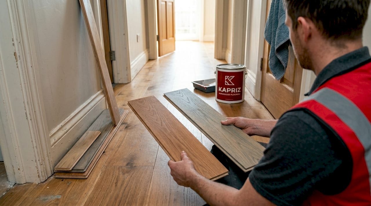 Comparing stained hardwood boards for color match
