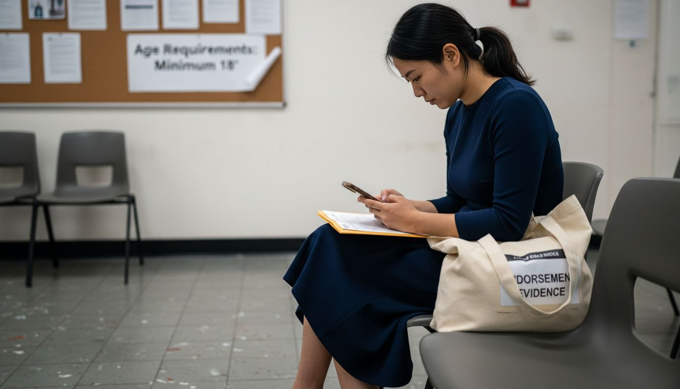 Applicant checks age evidence at visa center