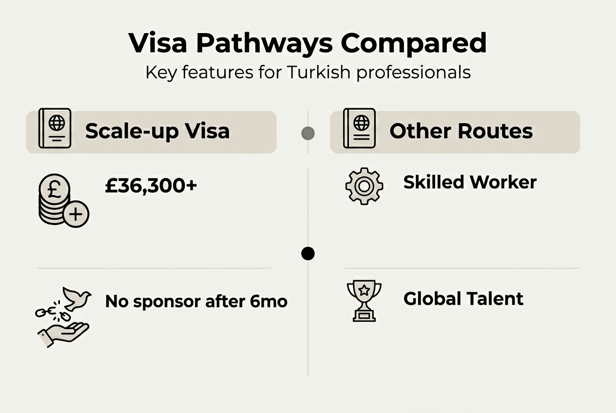 Infographic comparing UK visa features