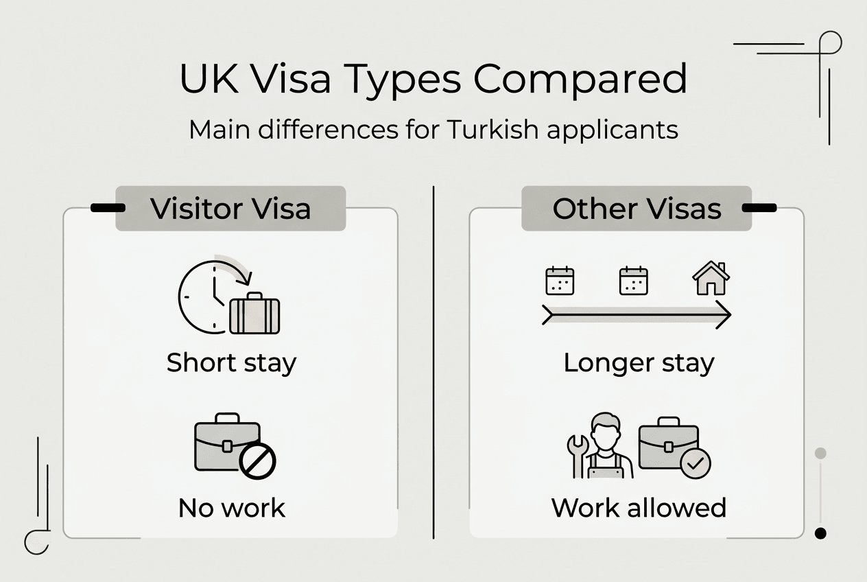 Infographic comparing UK visa types