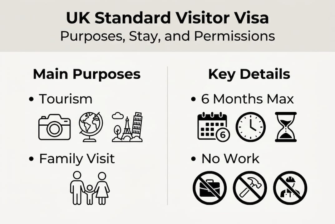 Infographic showing UK standard visitor visa overview
