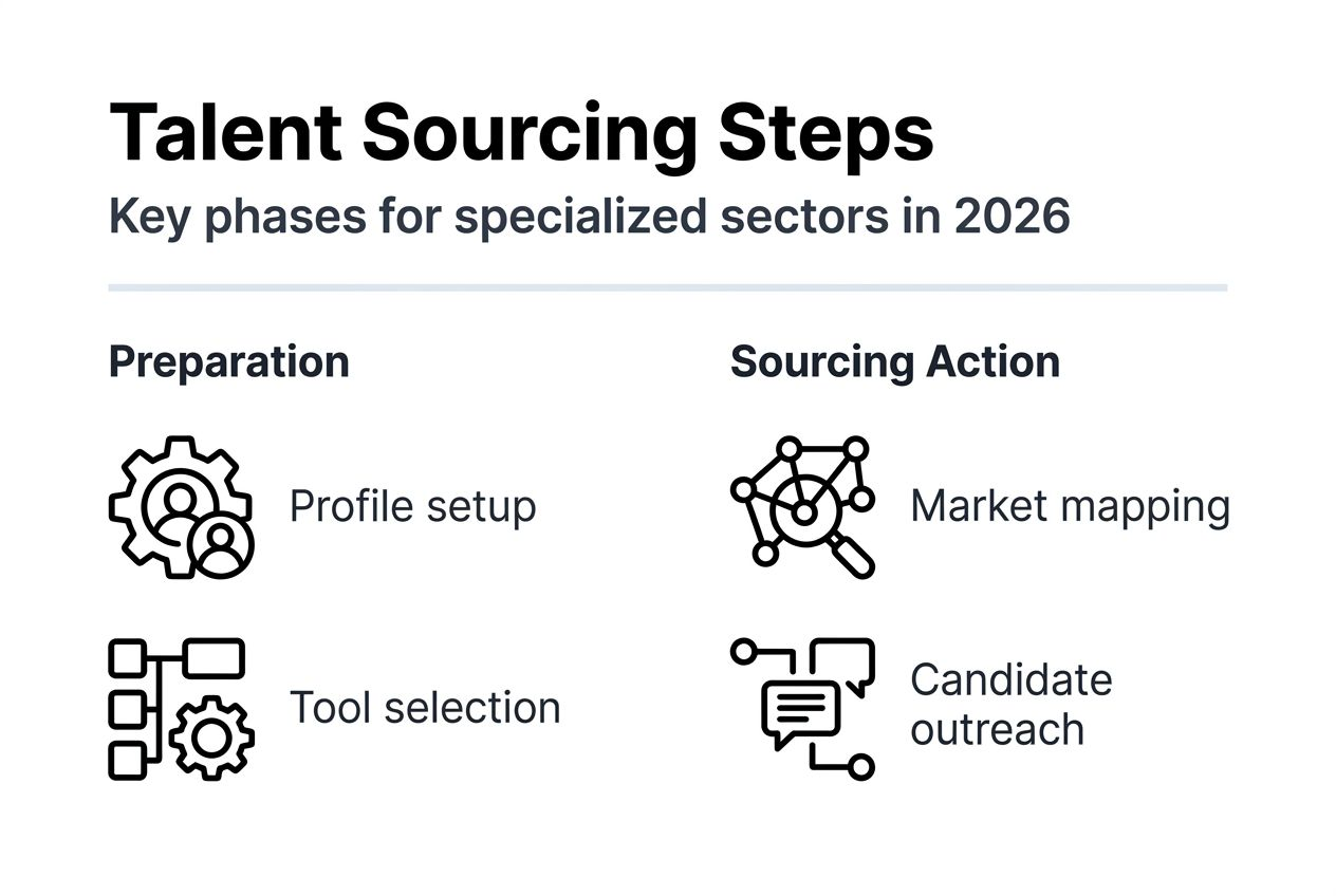 Infographic showing talent sourcing process stages