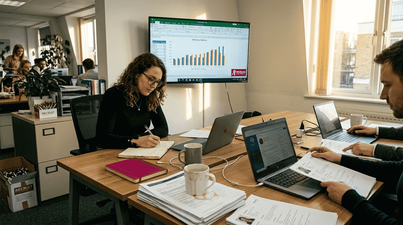 Recruiters using AI in collaborative workspace