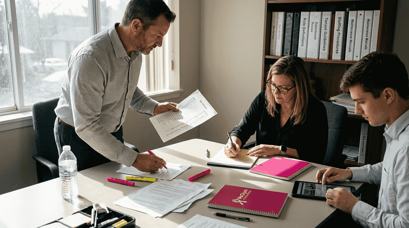 Property manager reviewing role requirements