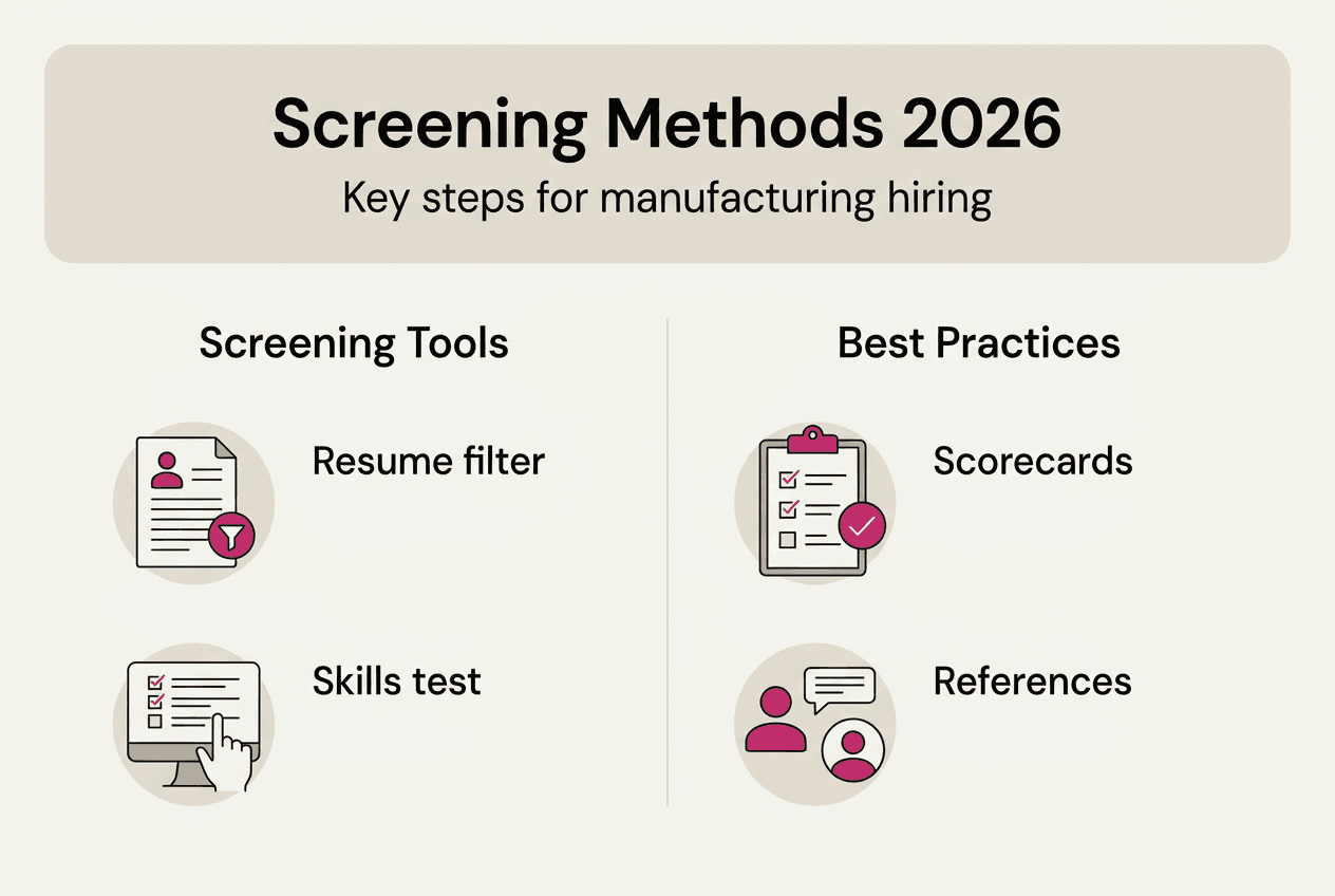 Infographic of candidate screening methods and tools