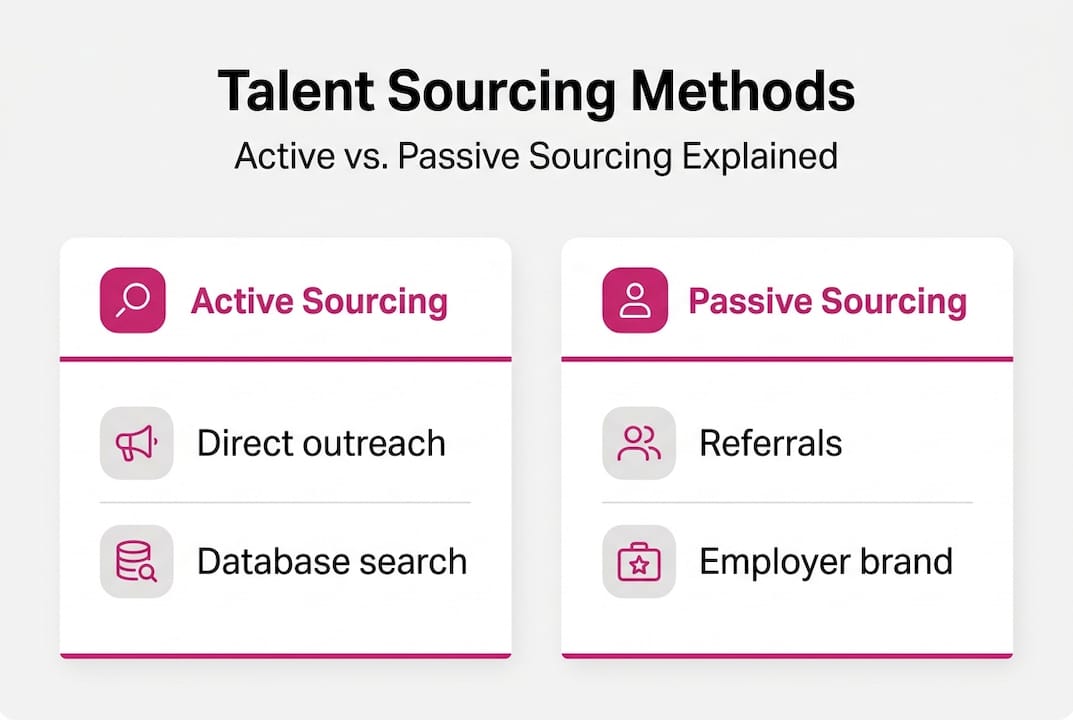 Infographic comparing active and passive sourcing