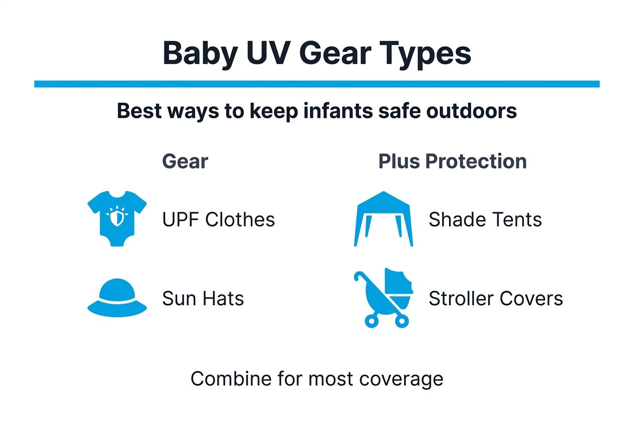 Infographic comparing UV baby gear types and uses