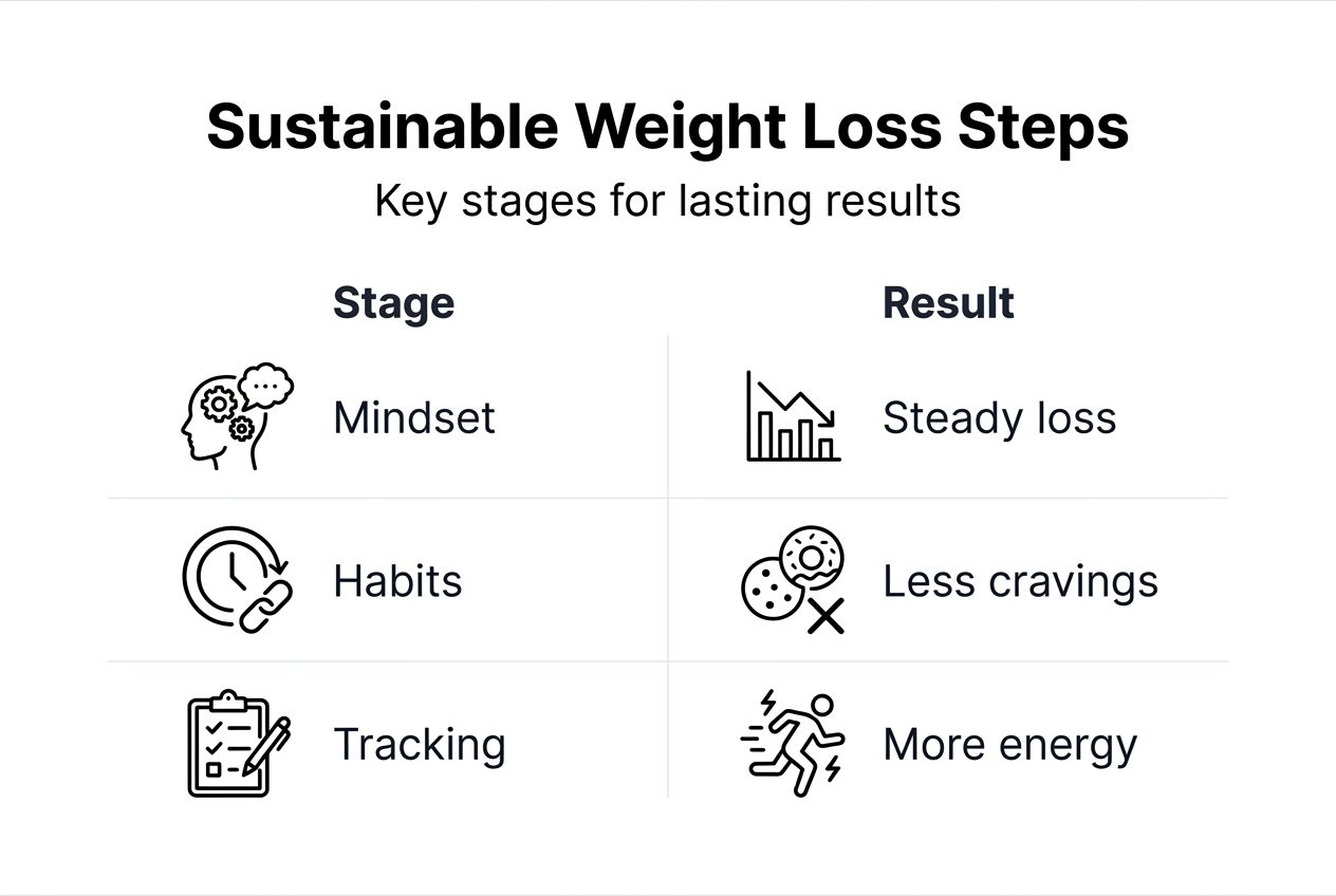 Infographic of weight loss steps and results