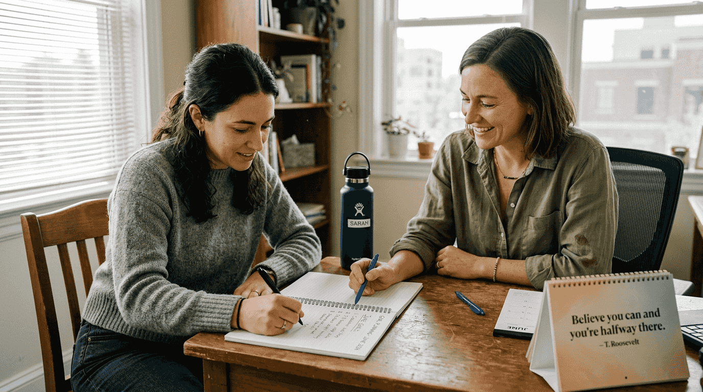 Weight loss coach and client in consultation