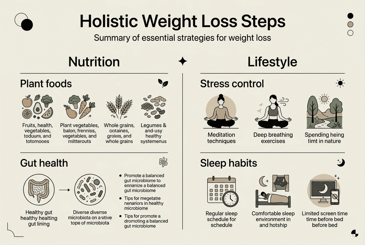 Infographic showing holistic weight loss steps