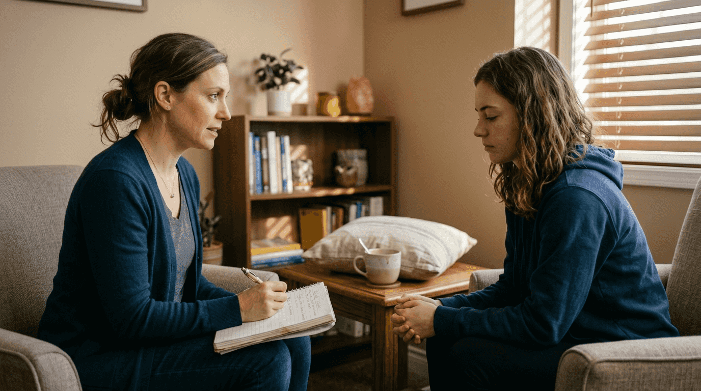 Therapist and client in coaching session