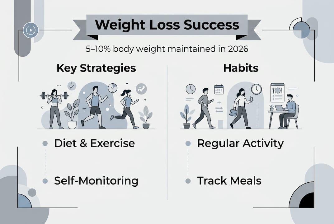 Infographic shows weight loss strategies and habits