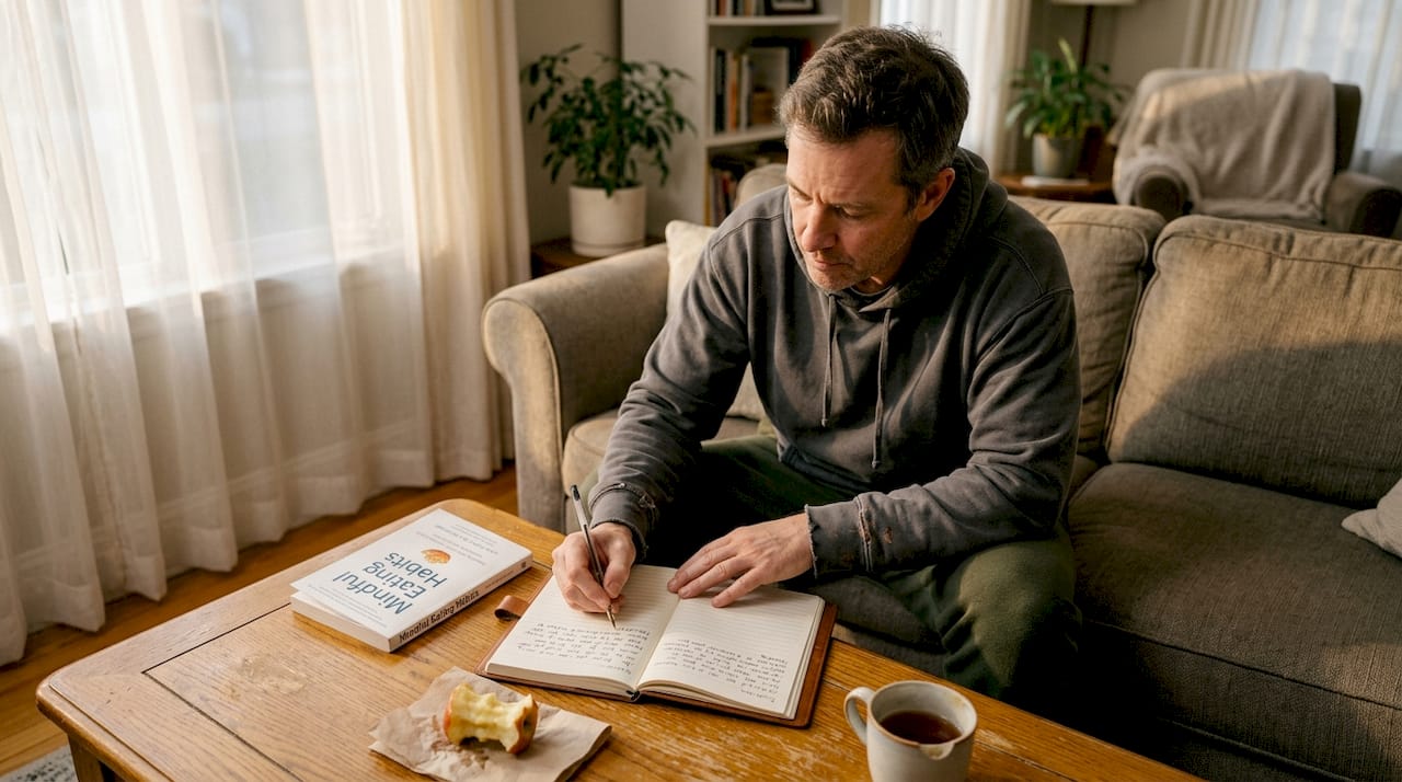 Man journaling healthy eating habits