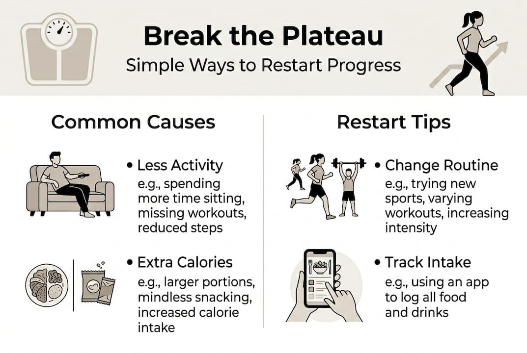 Infographic listing plateau causes and solutions