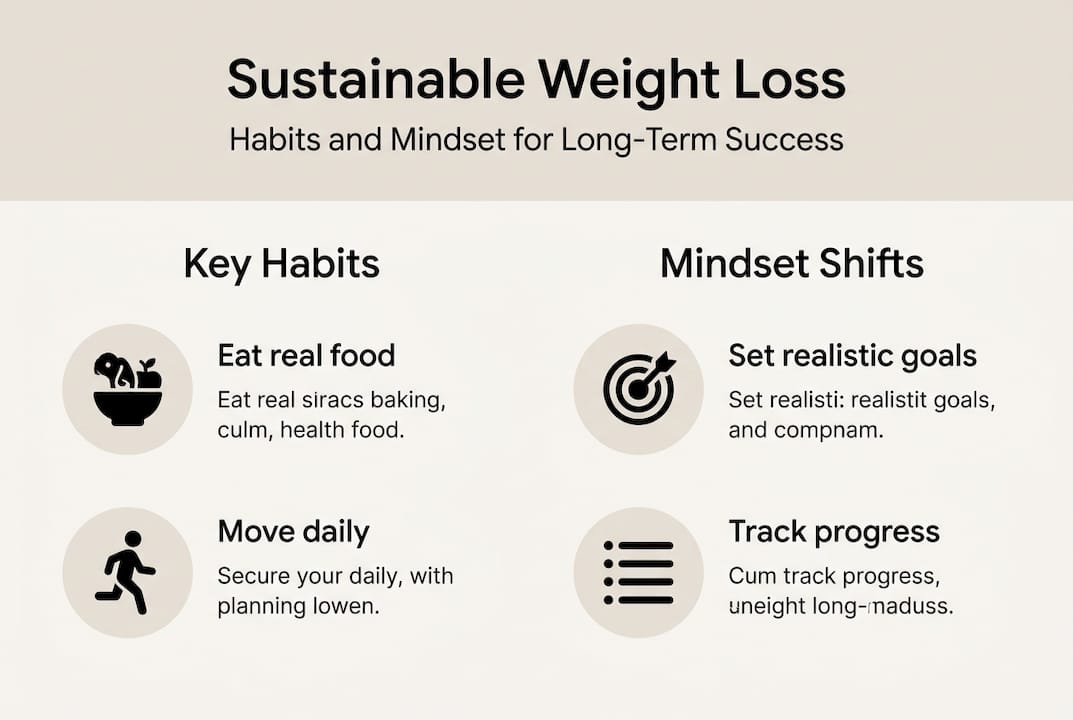 Infographic showing weight loss habits and mindset points