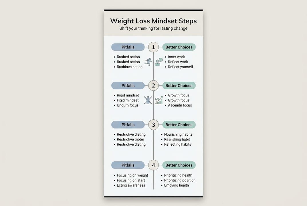 Infographic showing mindset shift steps for weight loss