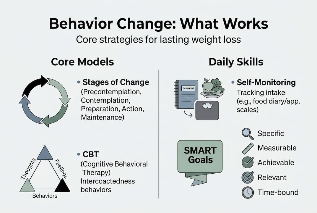 Infographic showing behavior change models and skills