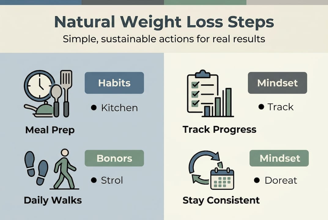 Infographic outlining natural weight loss steps