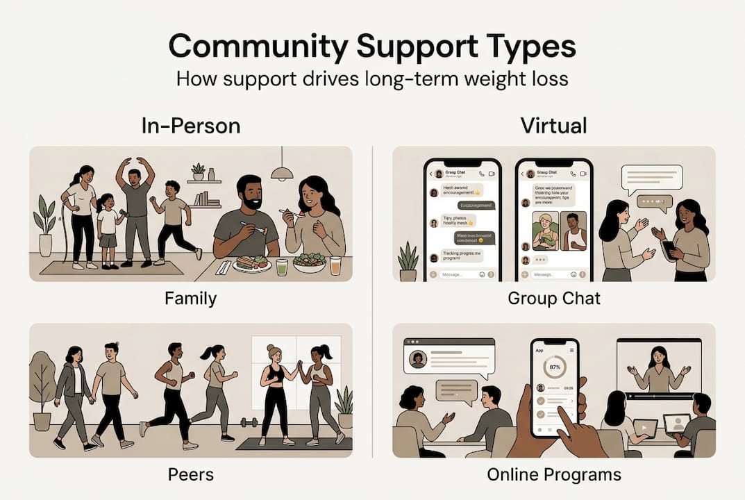 Infographic of support types for weight loss