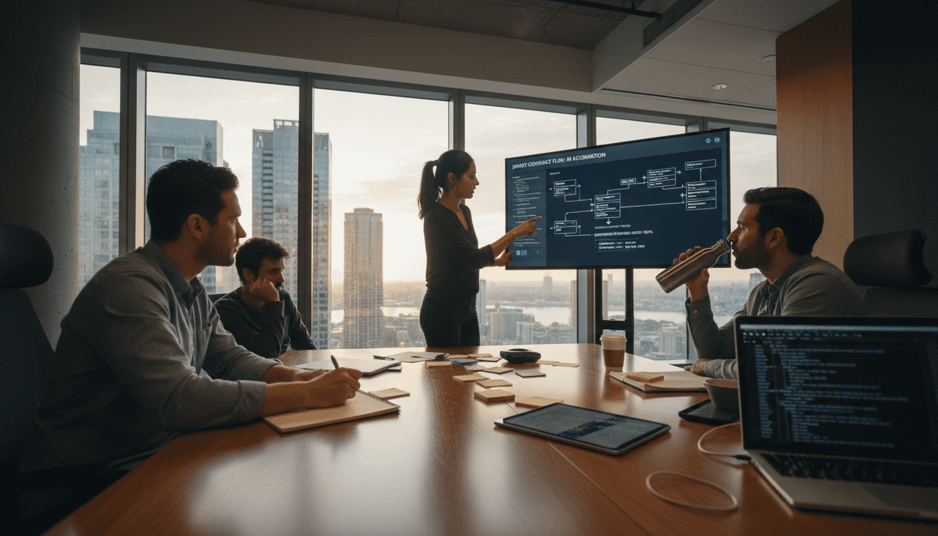 Team brainstorming AI and blockchain integration