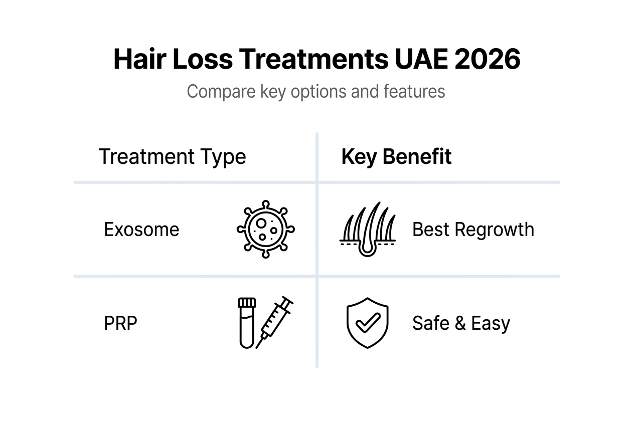 Infographic comparing UAE hair loss treatments