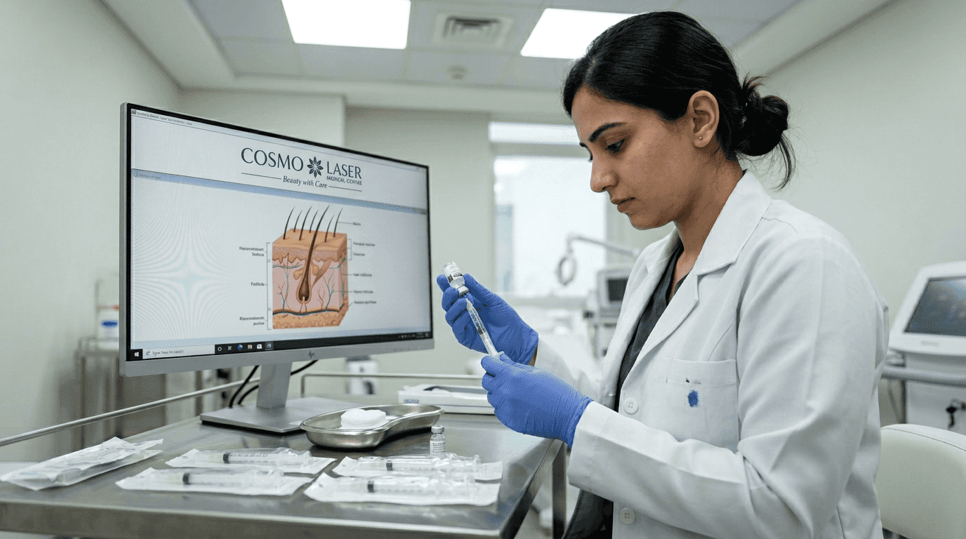 Clinician preparing exosome therapy syringe