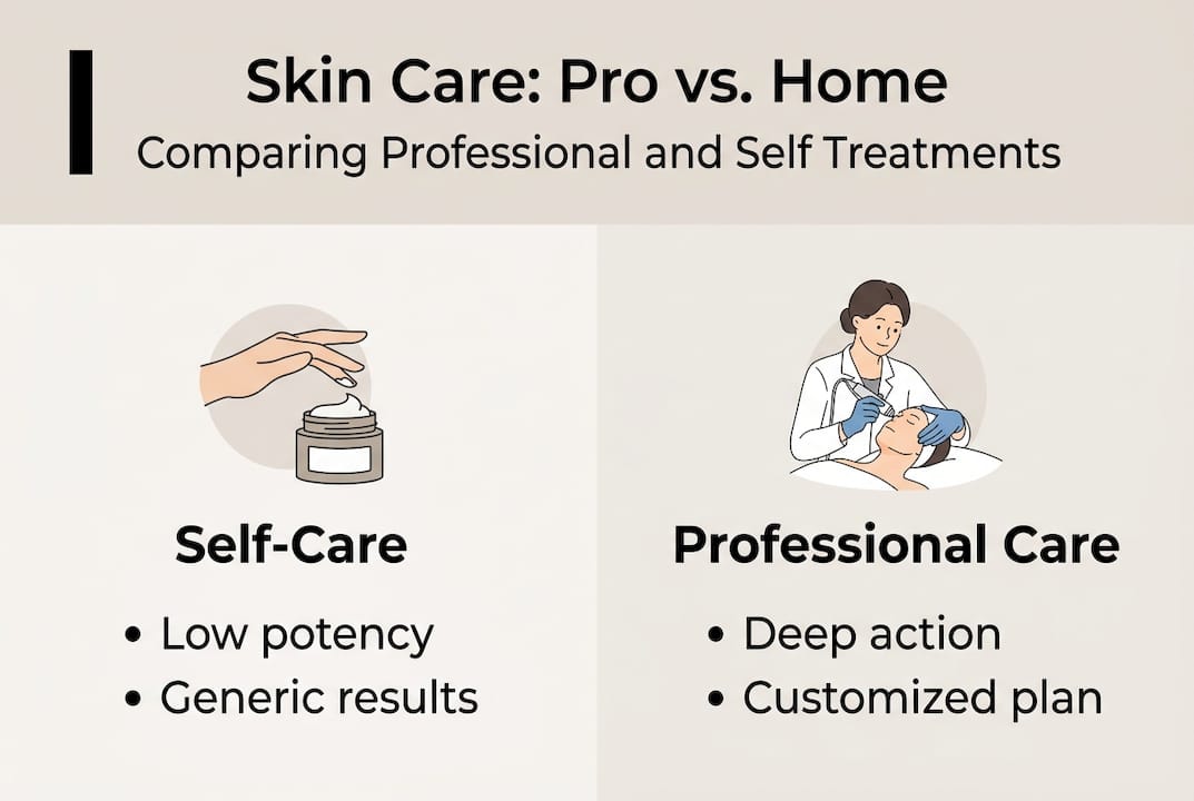 Infographic comparing professional and self skin care