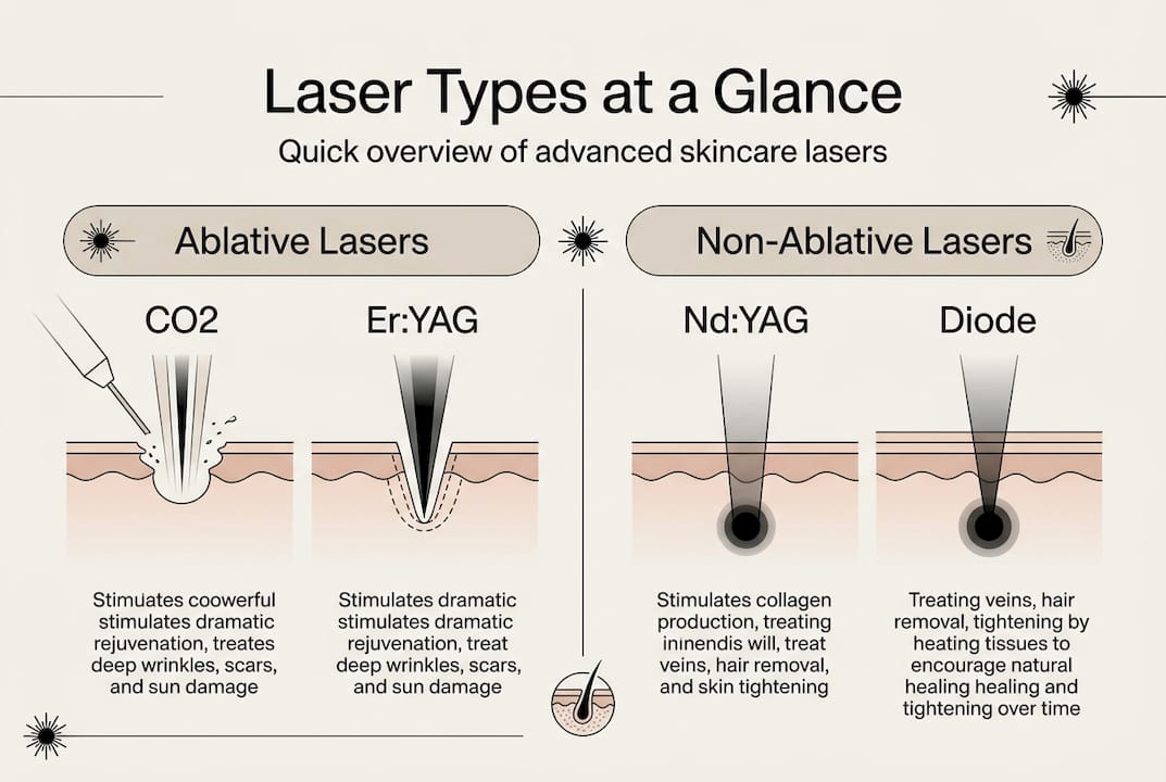 Infographic showing main advanced laser types