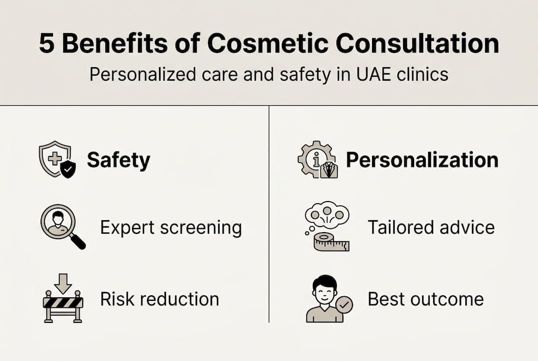 Infographic of key UAE cosmetic consultation benefits