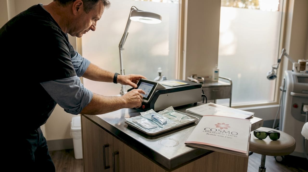 Technician preparing safe treatment session