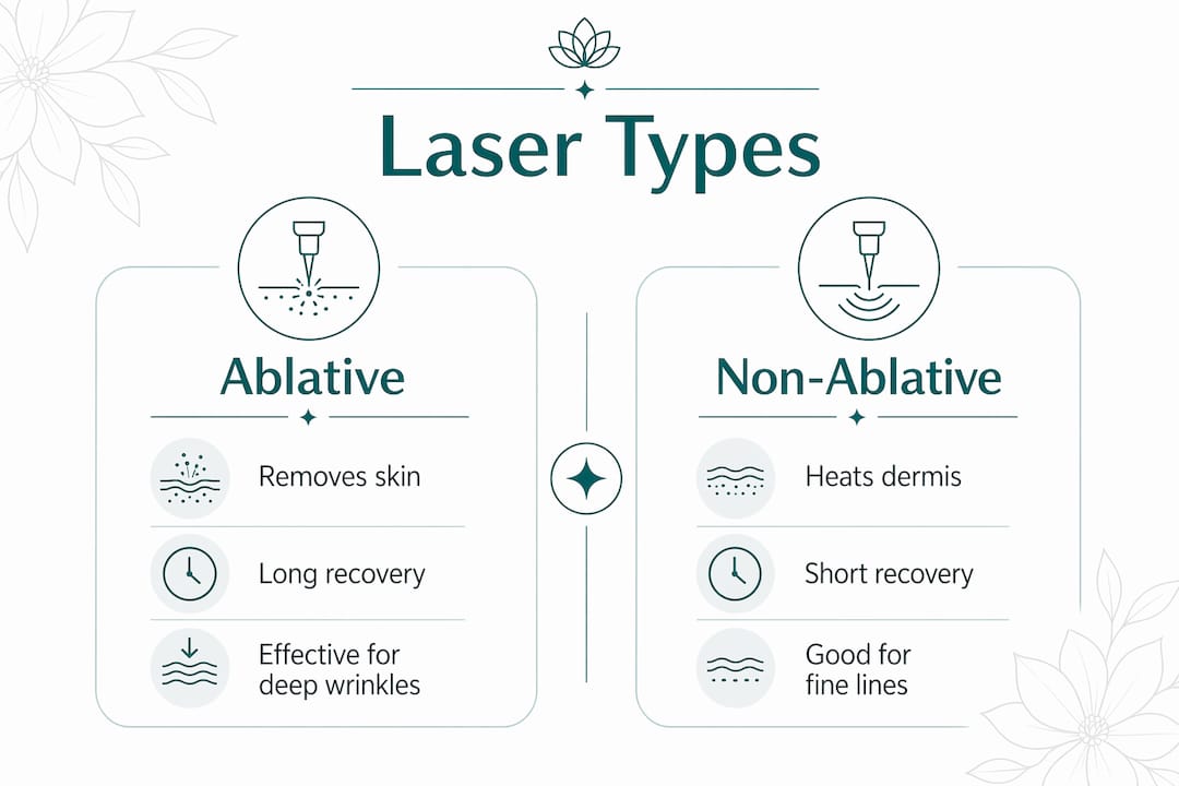 Infographic comparing ablative and non-ablative lasers
