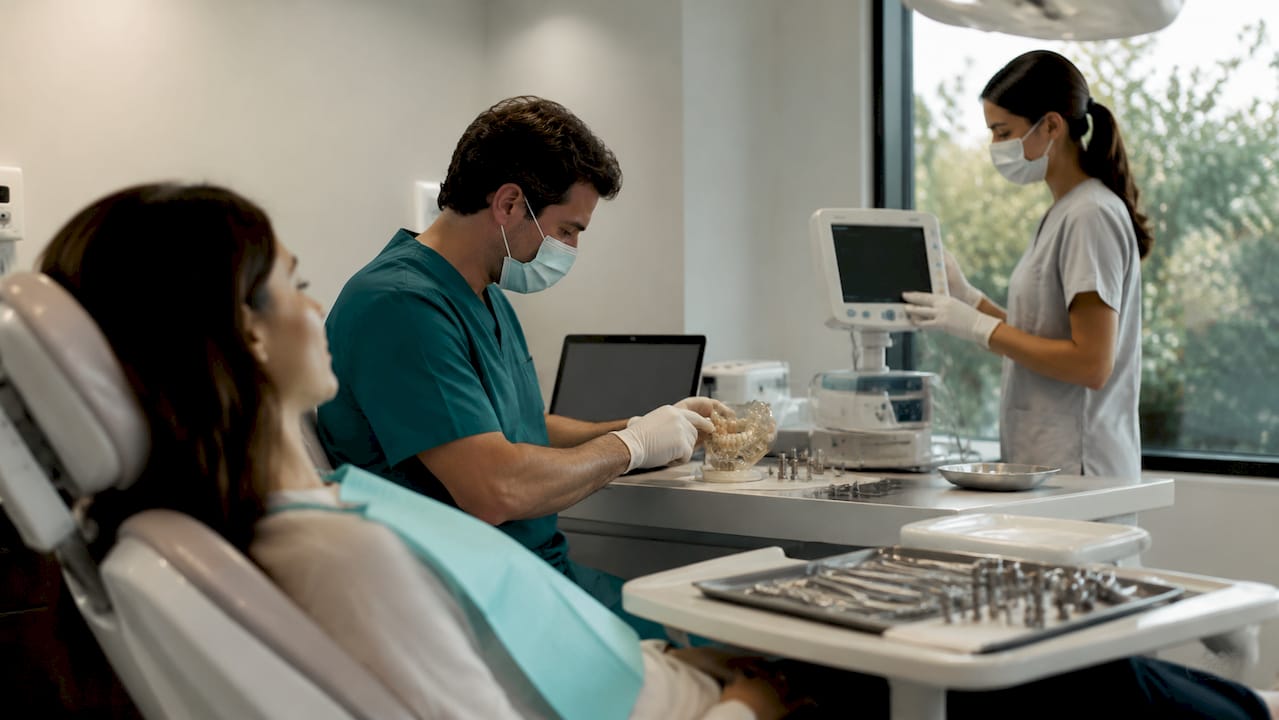 Dental implant procedure setup in clinic