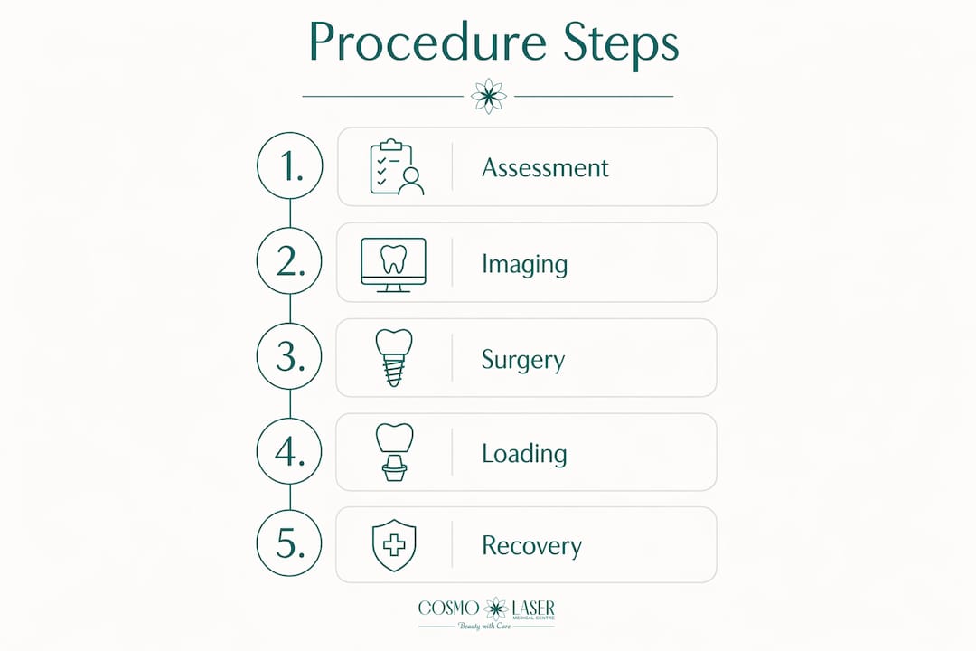 Infographic illustrating zygomatic implant procedure steps