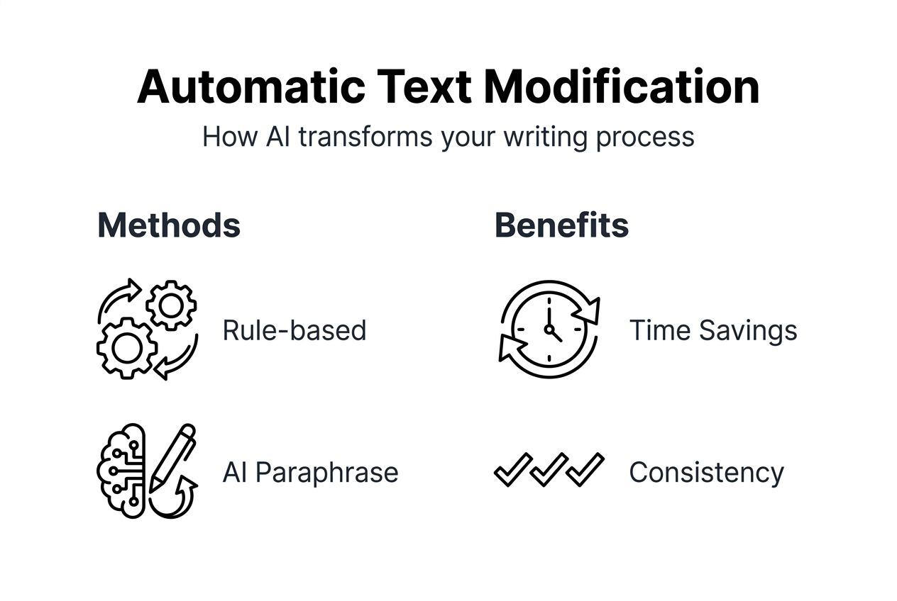Infographic summarizing automatic text modification methods and benefits