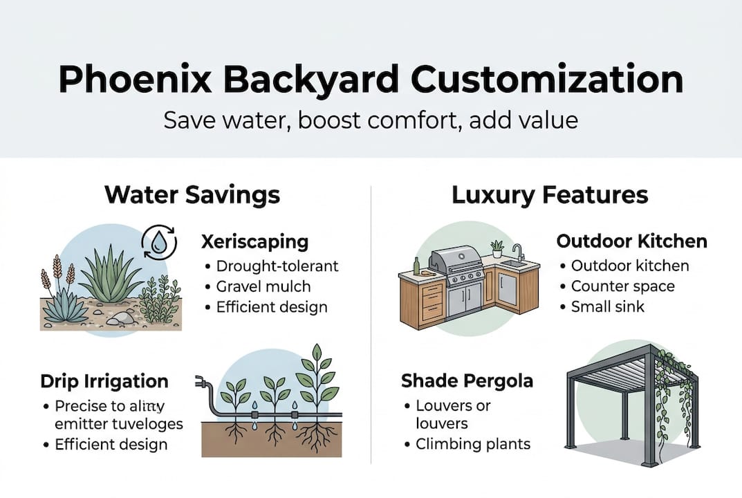 Infographic of Phoenix backyard water savings and luxury