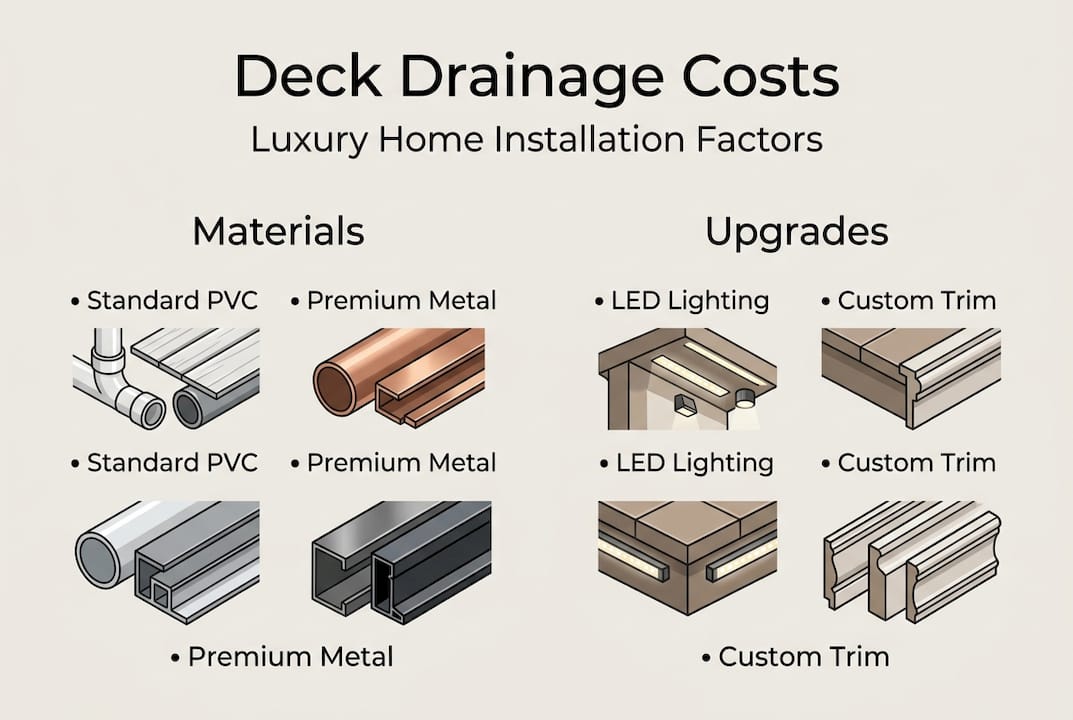 Infographic on luxury deck drainage costs and features
