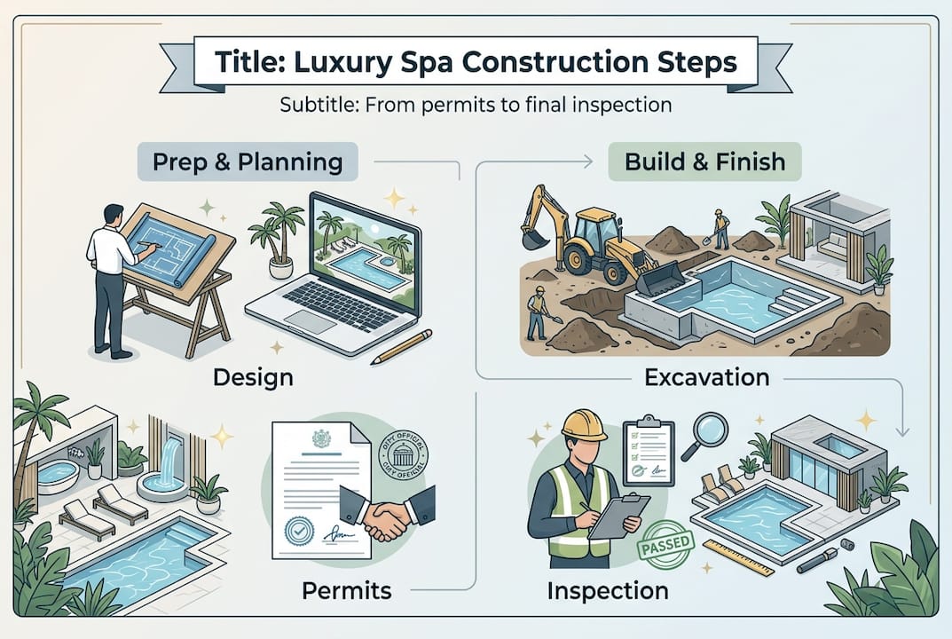 Infographic luxury spa build steps summary