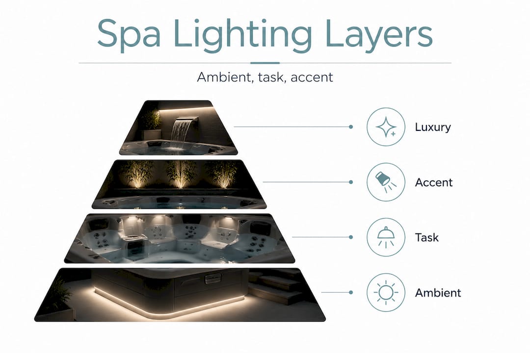 hierarchy infographic showing spa lighting layers