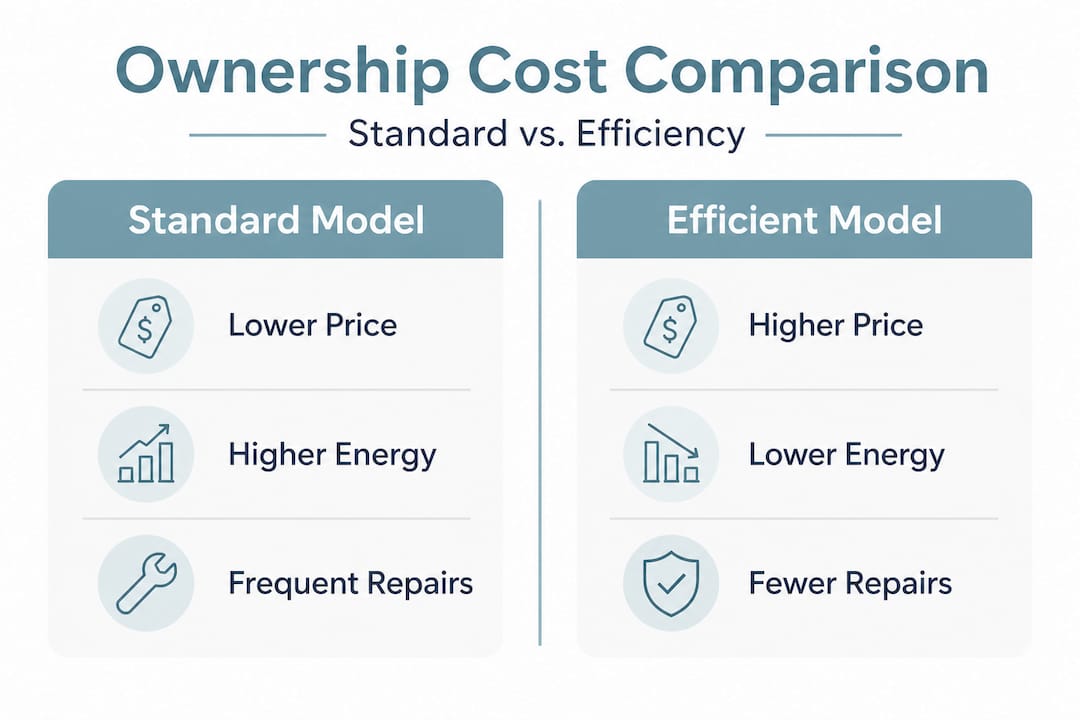 infographic comparing standard vs efficient hot tubs