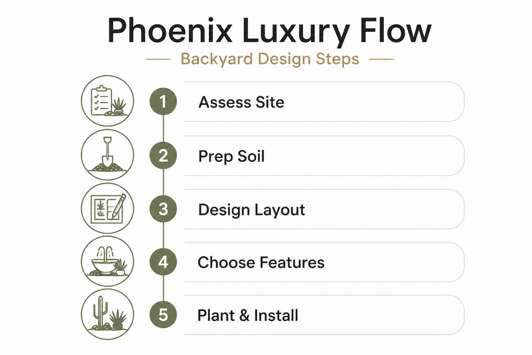 Infographic steps for Phoenix backyard design