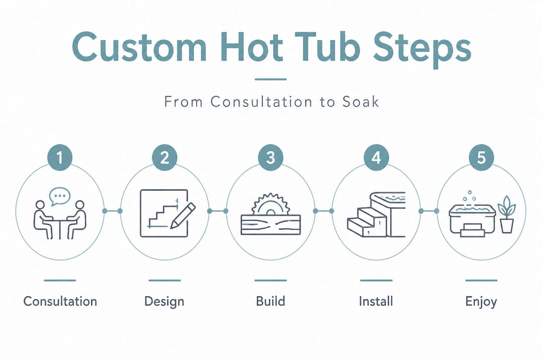 infographic showing custom hot tub process steps
