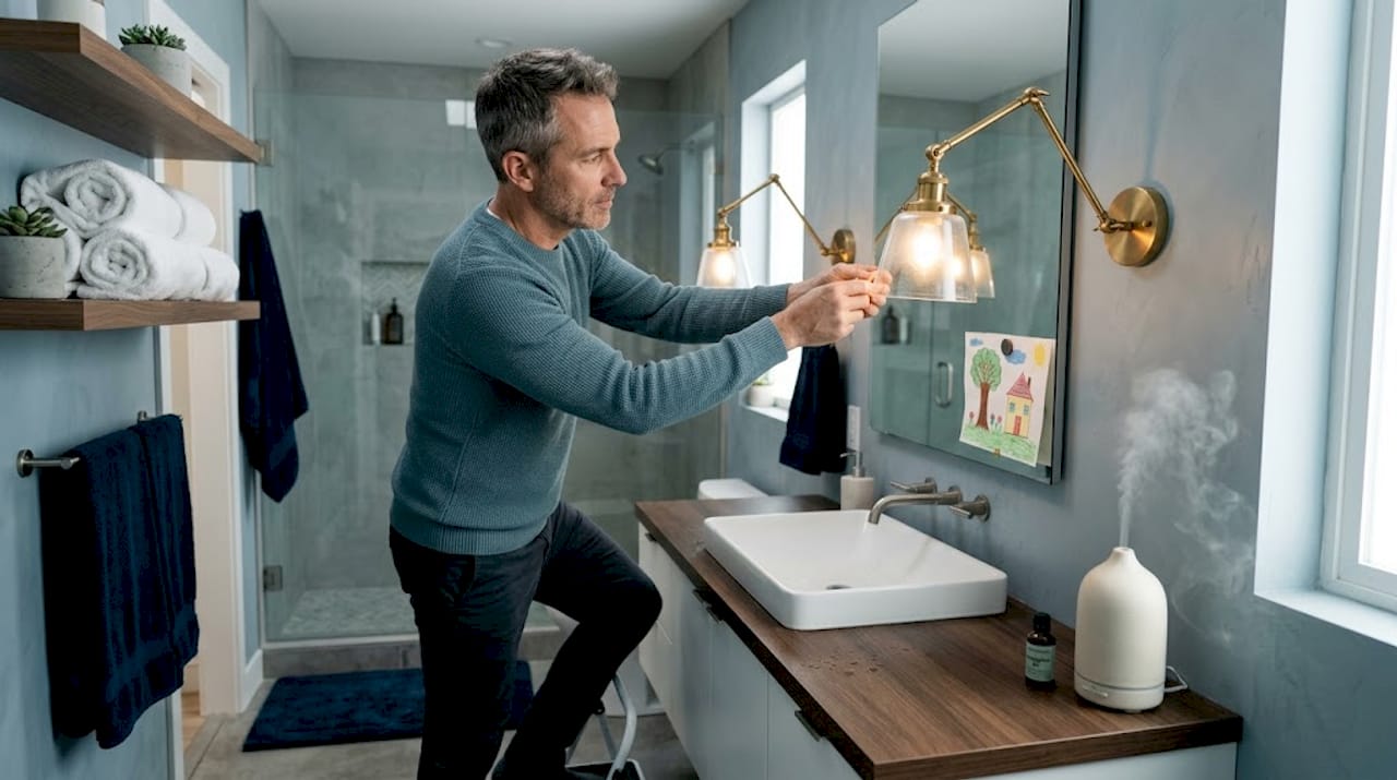 Top home spa upgrade ideas for a luxurious retreat 1 man adjusting spa-inspired lighting at home