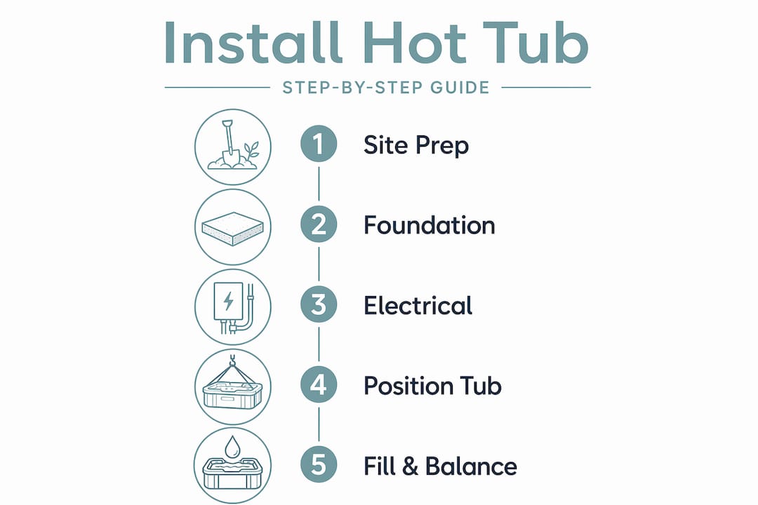 infographic of hot tub installation steps