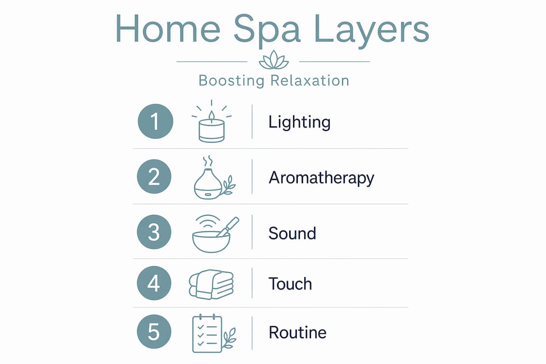 What Is a Home Spa? Your Guide to Relaxing at Home 1 infographic showing home spa sensory steps