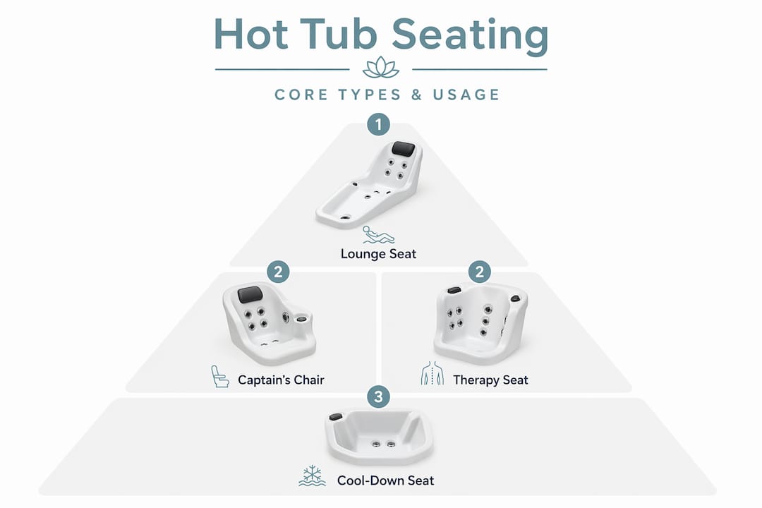 Hot Tub Seating Types Explained for Homeowners 2 infographic ranking hot tub seating types