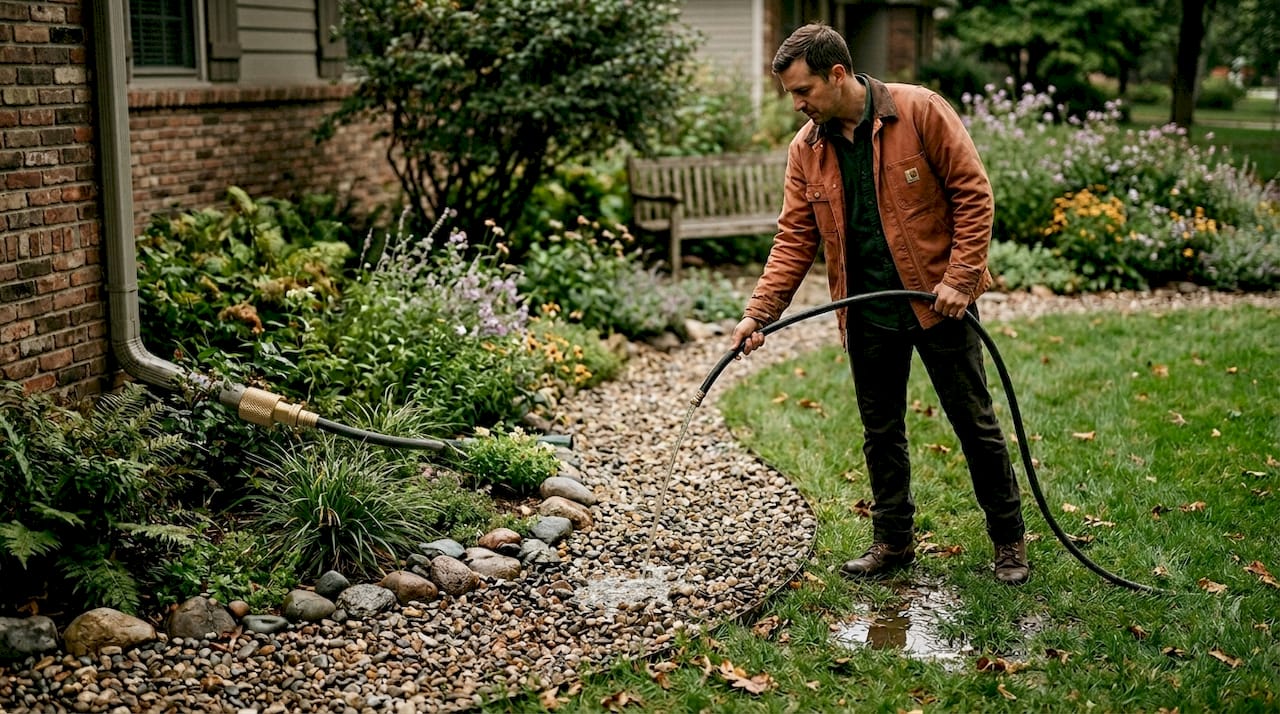 Homeowner maintains rain garden for runoff