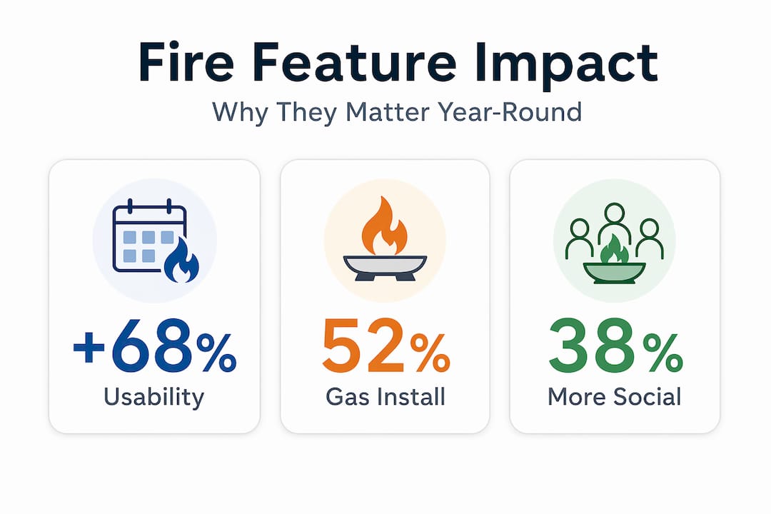 Infographic showing fire feature impact statistics