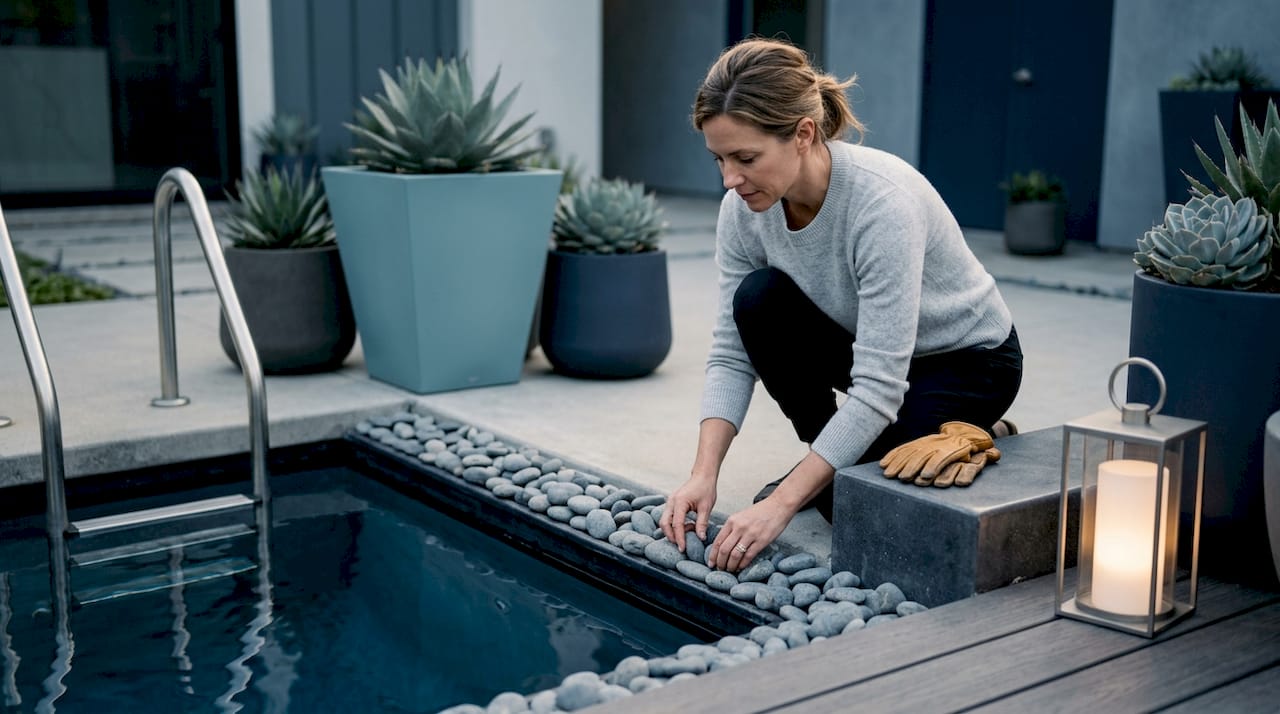 Why Outdoor Plunge Pools Are Worth Every Dollar 2 homeowner landscaping beside plunge pool